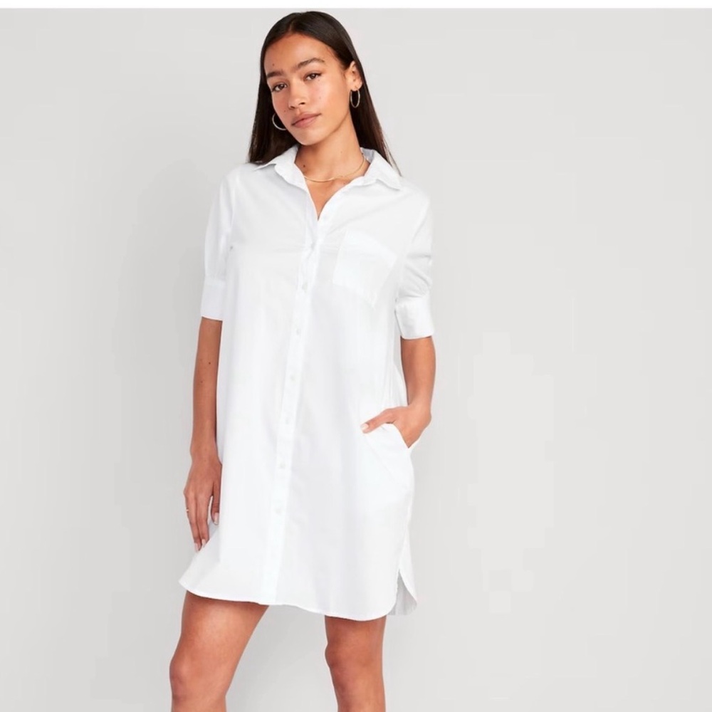 Old Navy White Short-Sleeve Shirt Dress - Picture 6 of 6